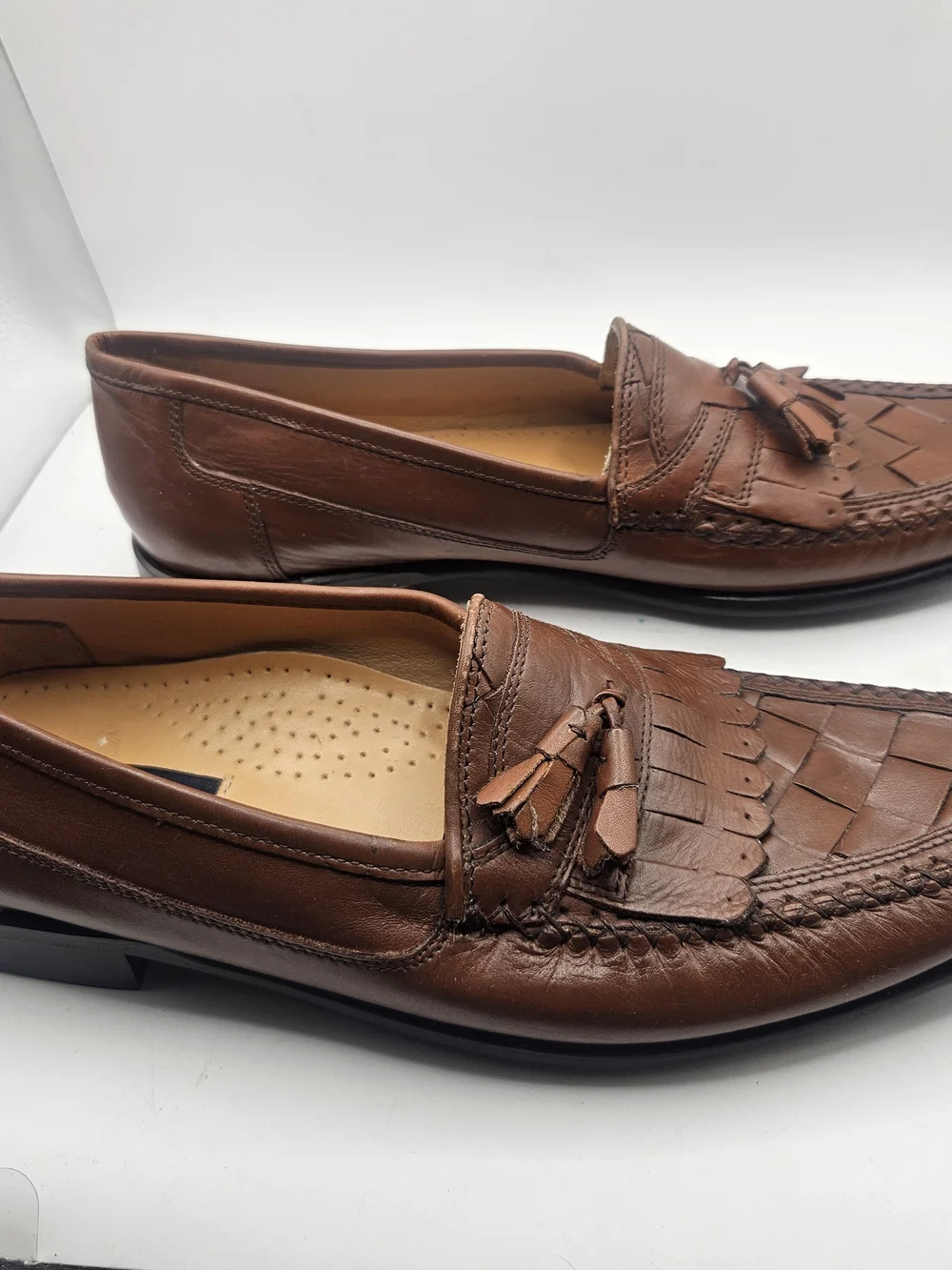 Giorgio Brutini Brown Woven Tassel Loafers 10.5